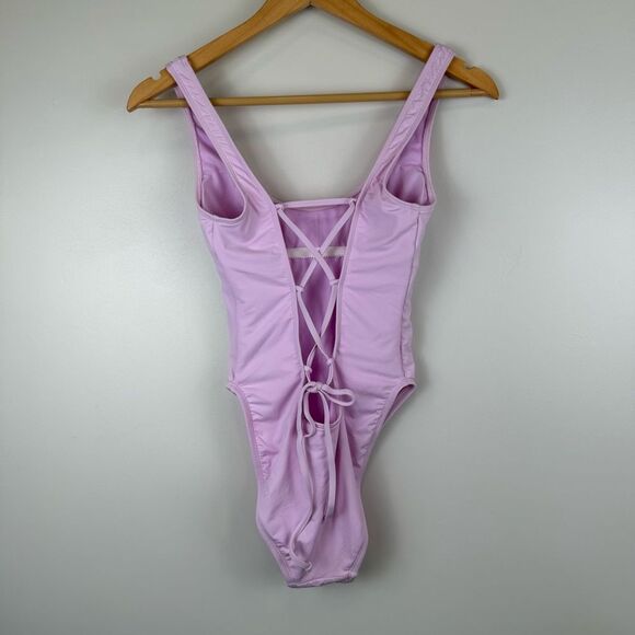 The Bikini Lab Purple Resting Beach Face Onepiece Swimsuit Women's Size Medium - Picture 5 of 9